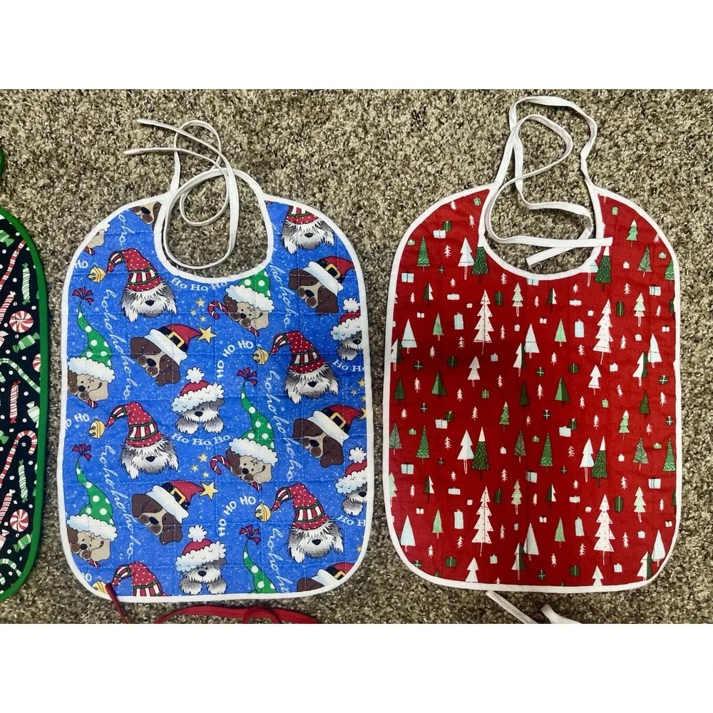 Lot Of‎ 6 Quilted Handmade Christmas Baby Bib  Large Size 12